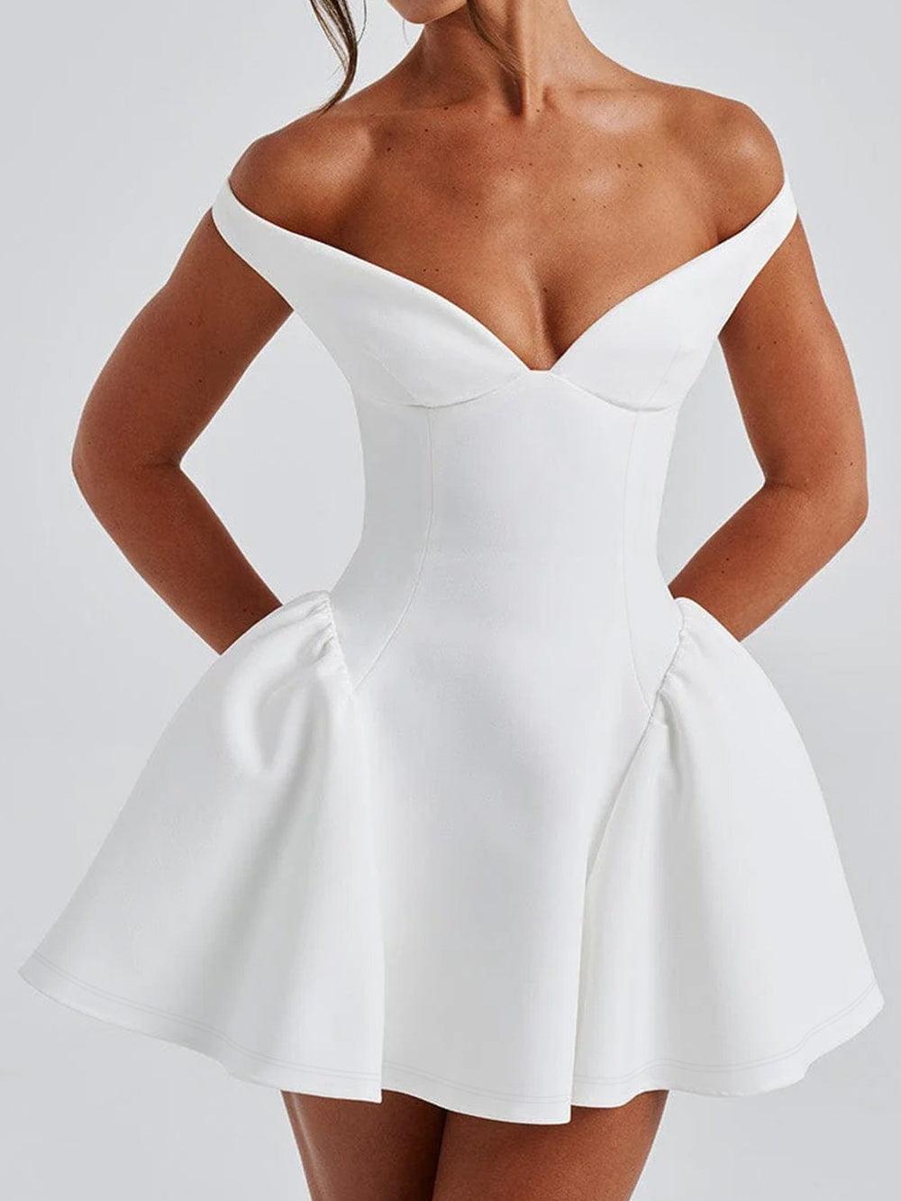 V-neck low-cut backless mini dress-thevervian