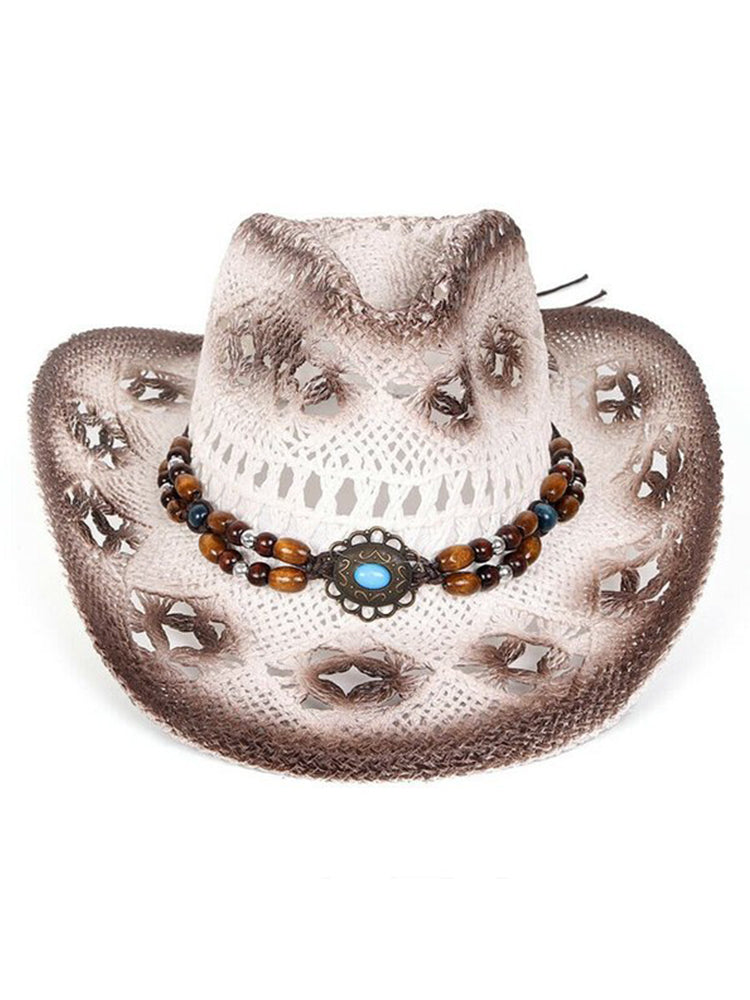 Western Vintage Denim Hollow Hat-thevervian