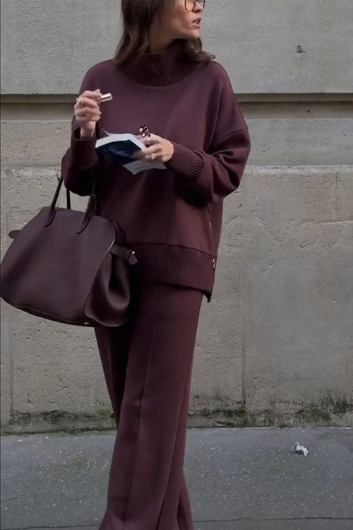 Long Sleeve Sweatshirt Casual Pocket Trousers Two-piece Set-thevervian