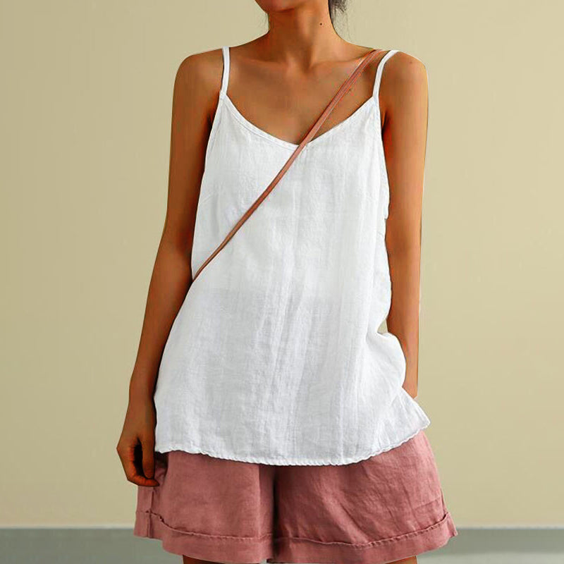 Solid Color Casual Sleeveless Tank Top-thevervian