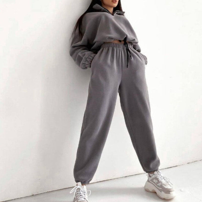 Casual Stand Collar Two Piece Set-thevervian