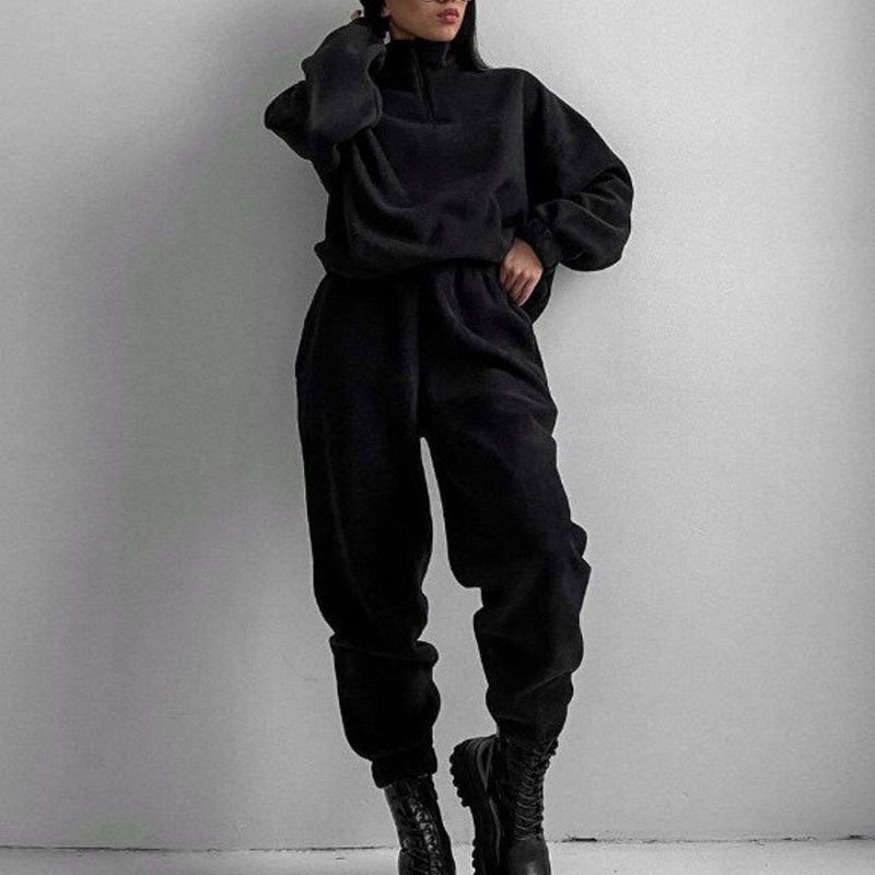 Casual Stand Collar Two Piece Set-thevervian