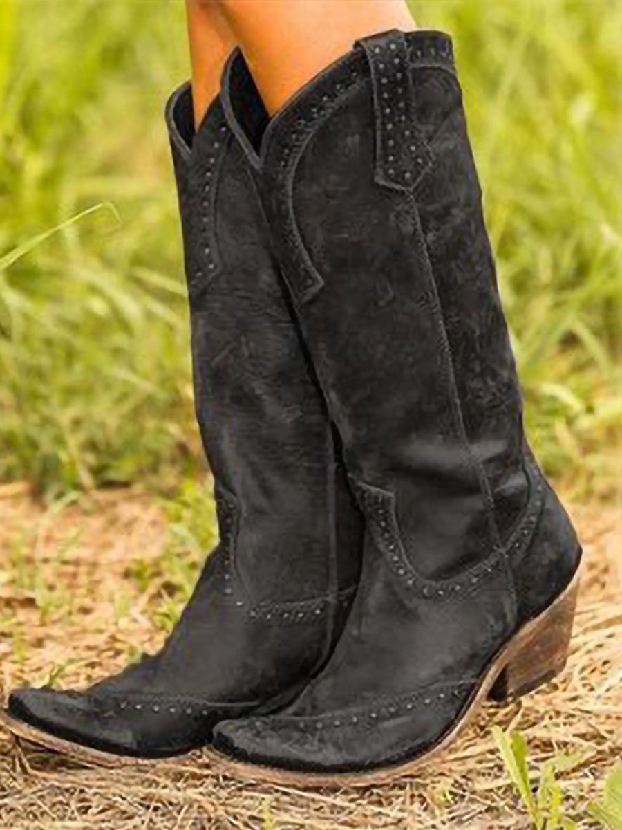 Vintage Studded Cowgirl Boots-thevervian