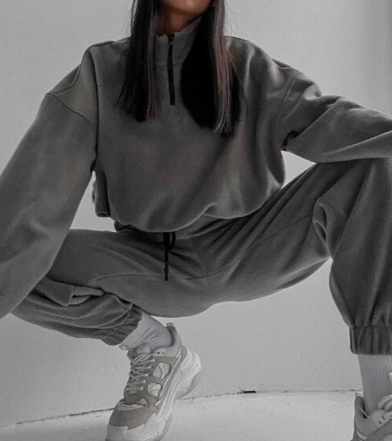 Casual Stand Collar Two Piece Set-thevervian