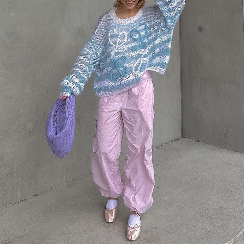 Casual Colorful Striped Knitted Sweater-thevervian