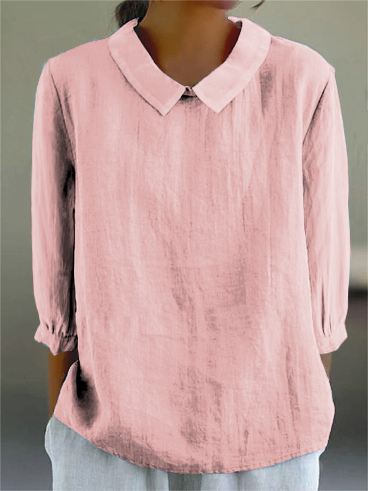 Cotton and Linen 3/4 Sleeve Shirt-thevervian