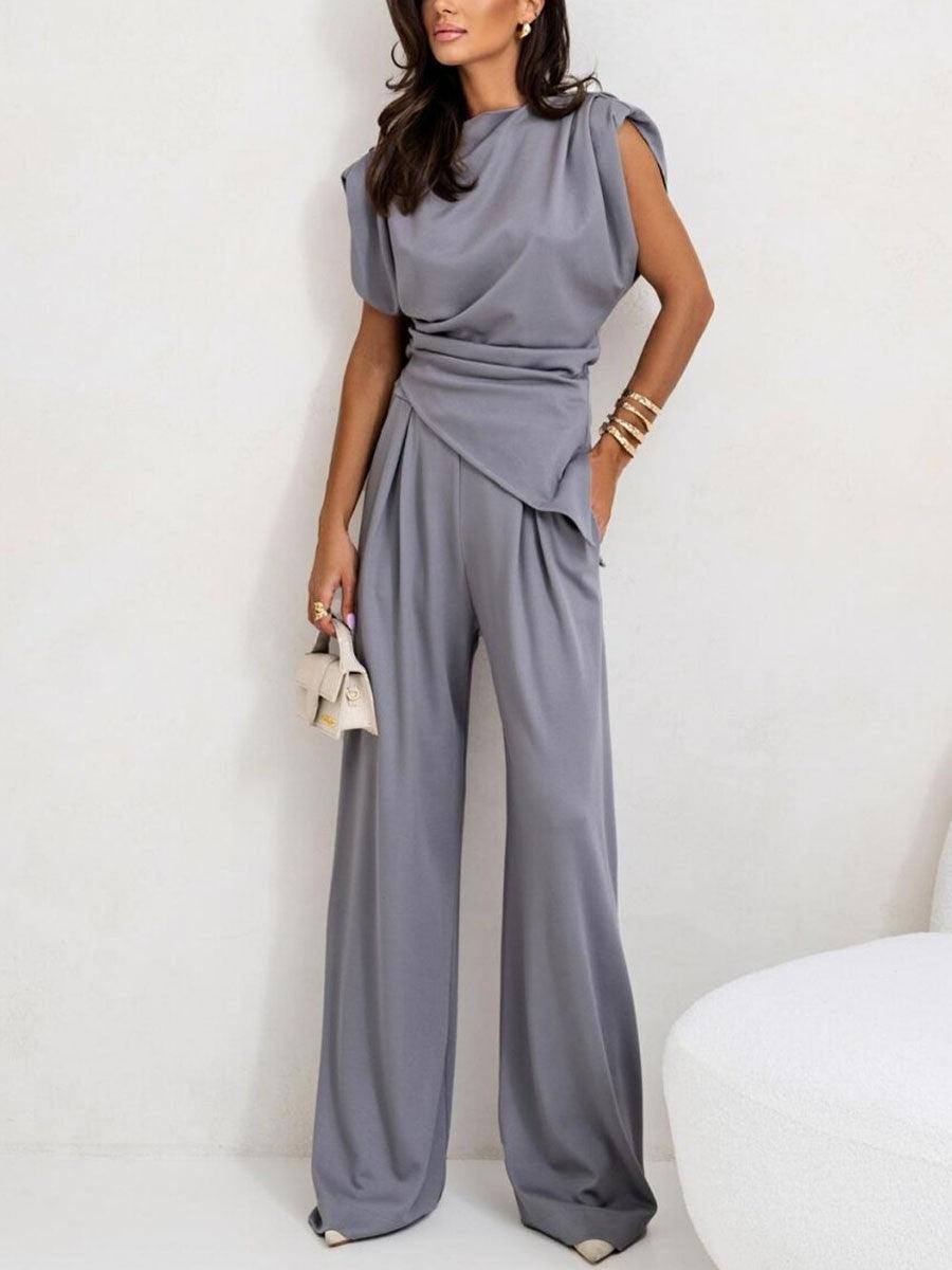 Lrregular Sleeveless Casual Two-piece Set-thevervian