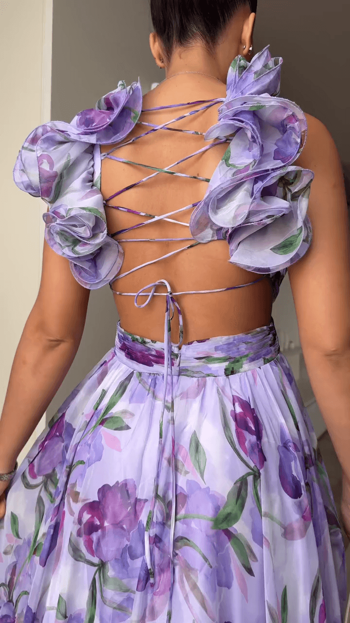 Backless printed maxi dress-thevervian