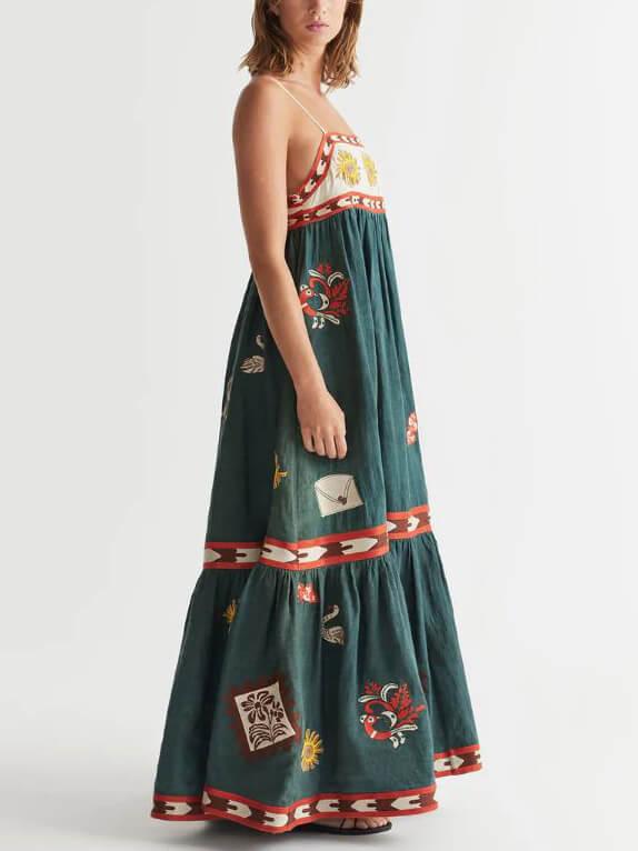 Fun Summer Unique Printed Midi Dress-thevervian