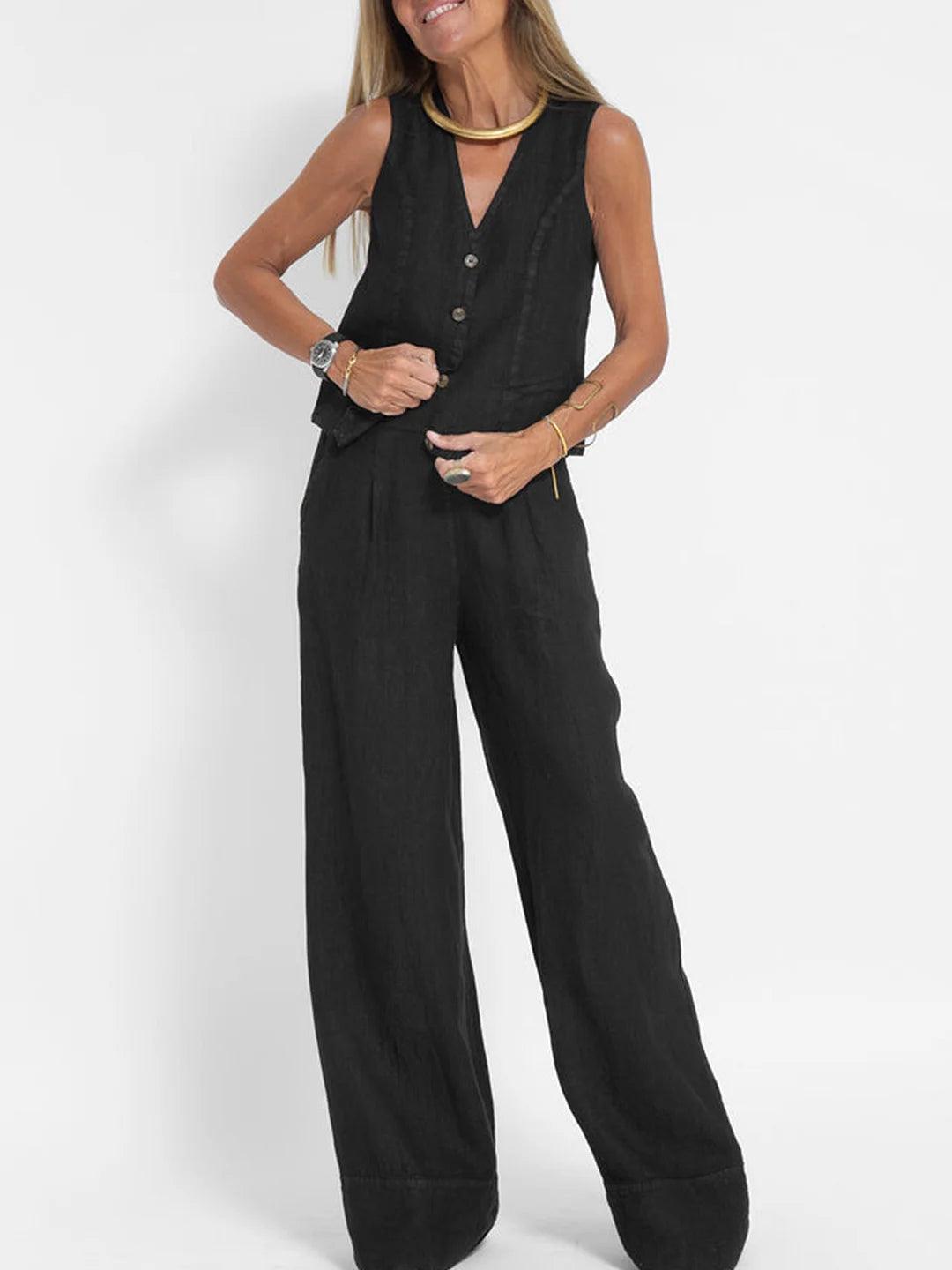 Vest & Pants Cotton Leisure Suit-thevervian
