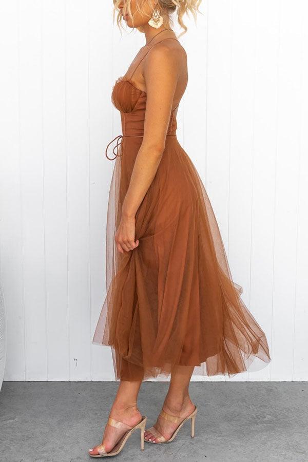 Modern-day Princess Chiffon Suspenders Party Maxi Dress-thevervian