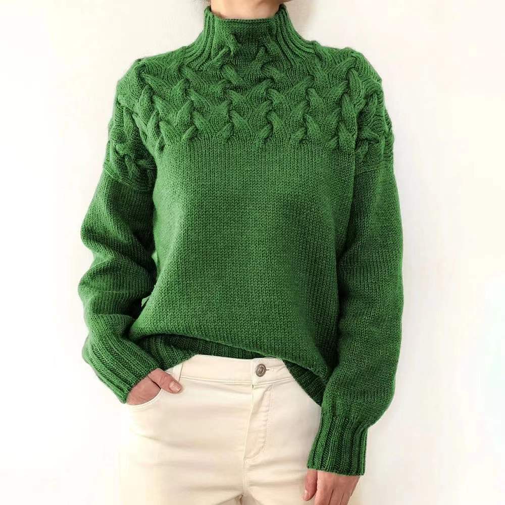 Casual turtleneck solid-color sweater-thevervian