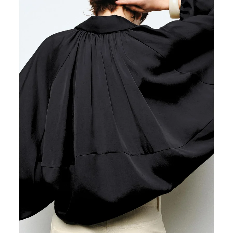 Batwing sleeve puff bomber jacket-thevervian