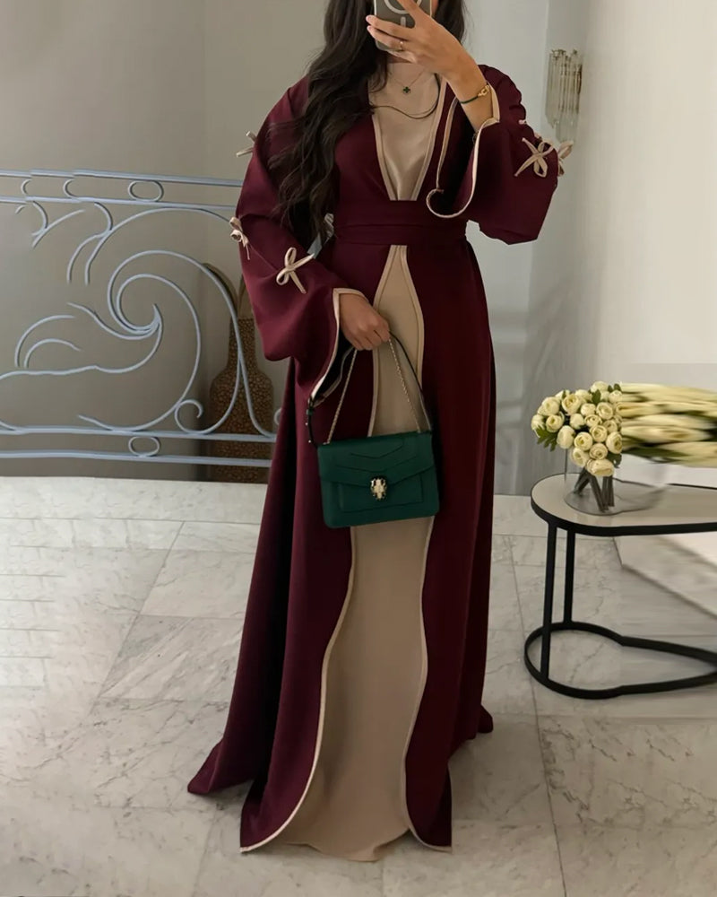 Elegant Bow Cardigan & Dress Two-Piece Set-thevervian