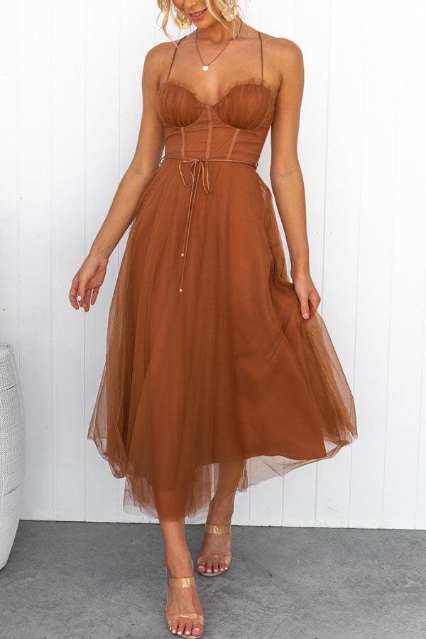 Modern-day Princess Chiffon Suspenders Party Maxi Dress-thevervian