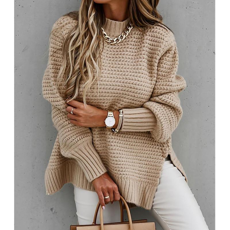 Side Split Knitted  Sweater Top-thevervian