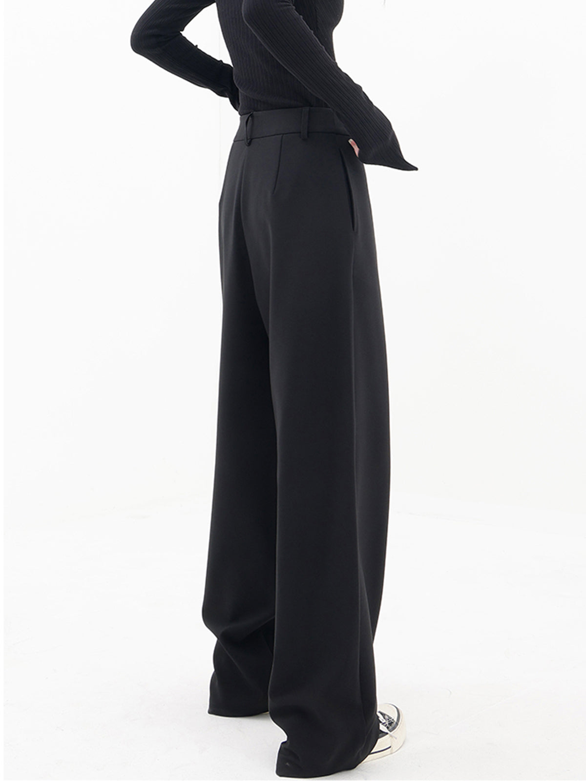 Asymmetrical Layer Button Baggy Wide Leg Pants-thevervian