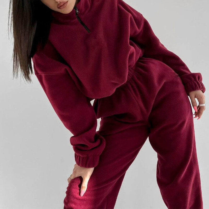 Casual Stand Collar Two Piece Set-thevervian