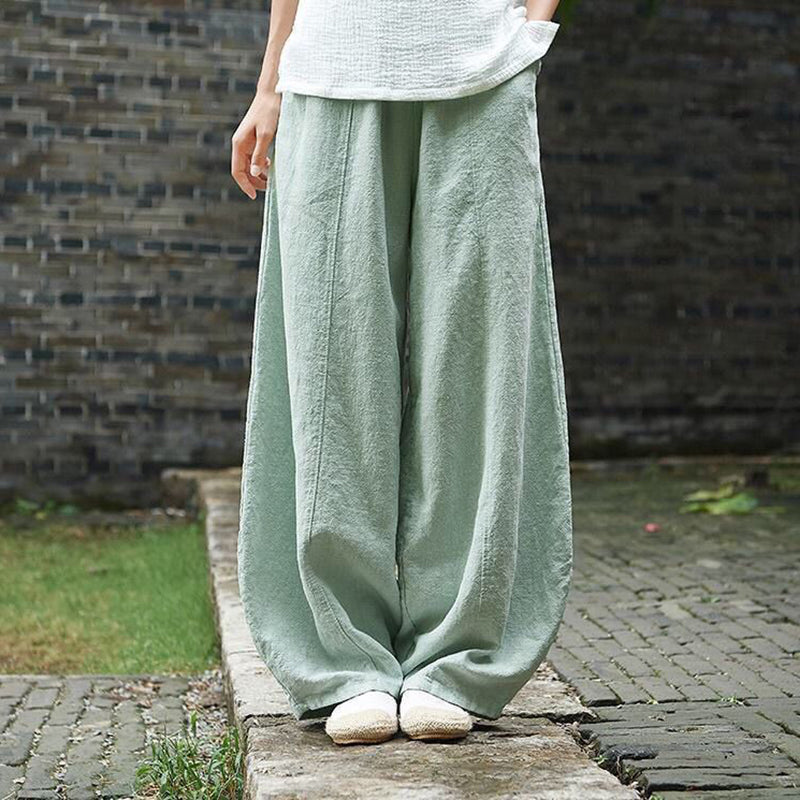 Vintage Plain Pocket Casual Lantern Pants-thevervian
