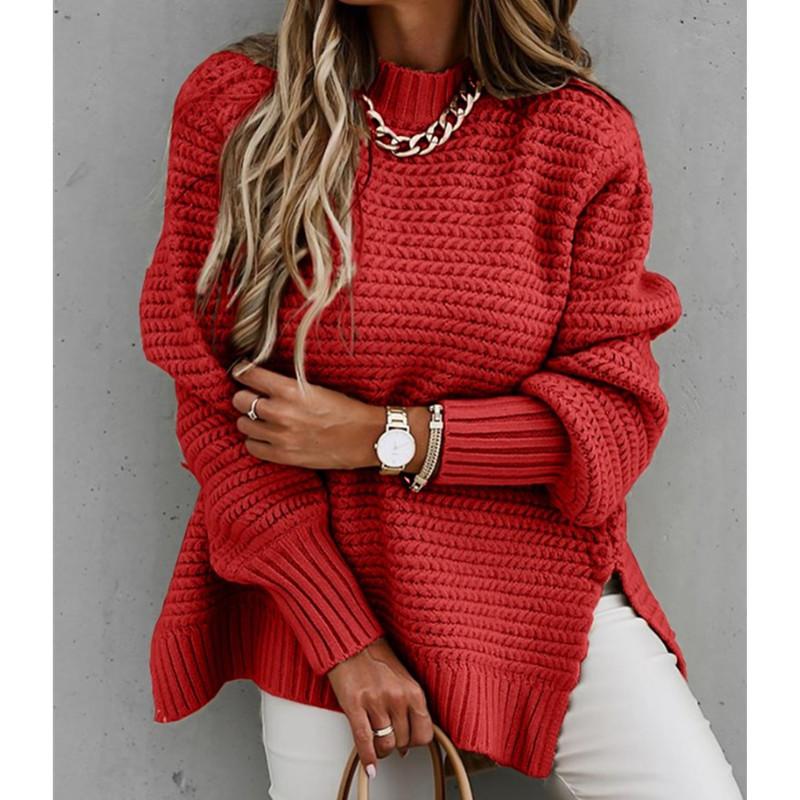 Side Split Knitted  Sweater Top-thevervian