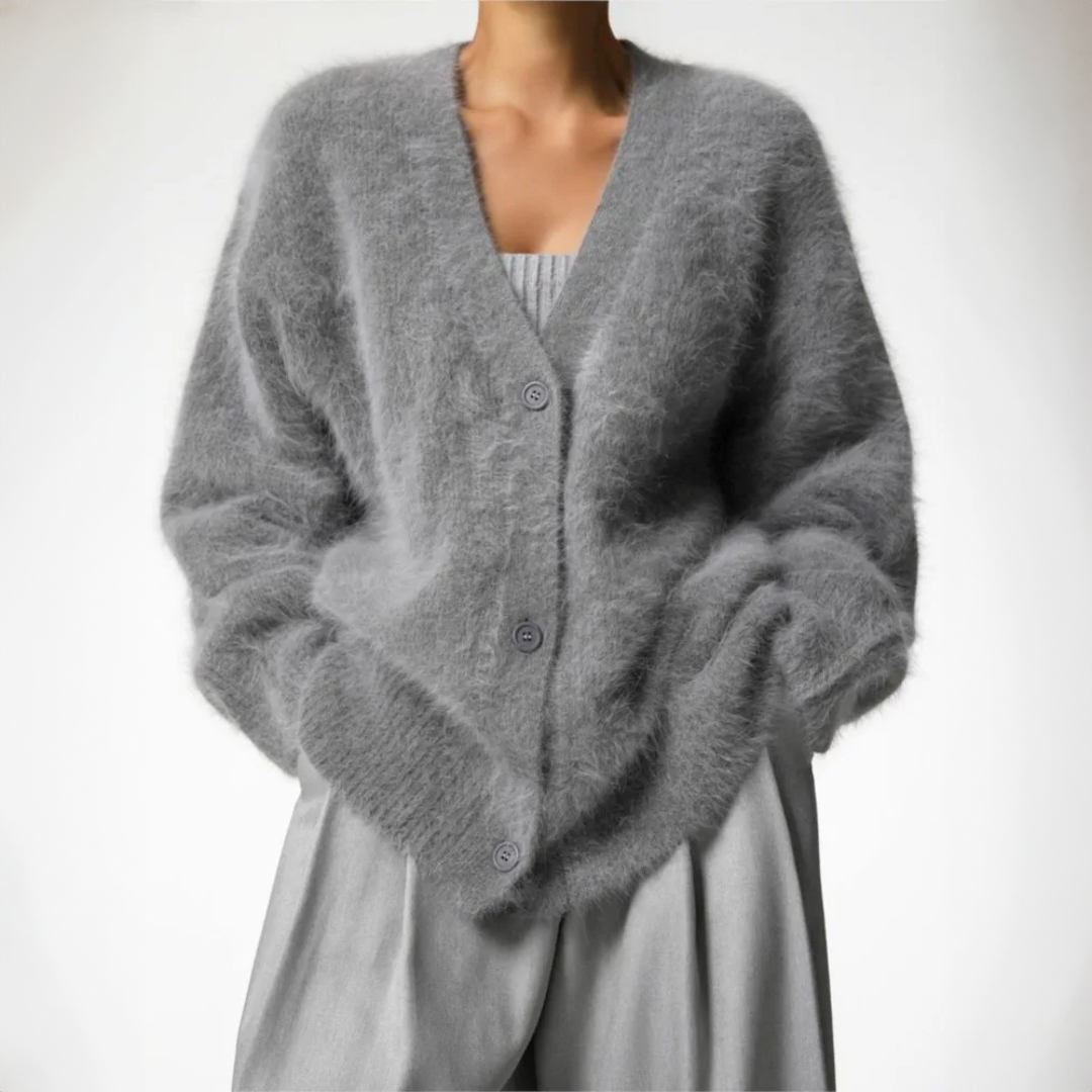 Lazy Loose Faux Mink Long-sleeved Warm Cardigan-thevervian