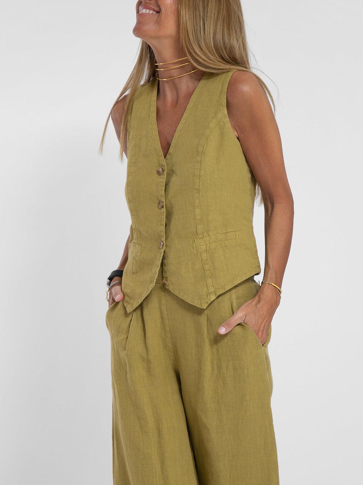 Vest & Pants Cotton Leisure Suit-thevervian