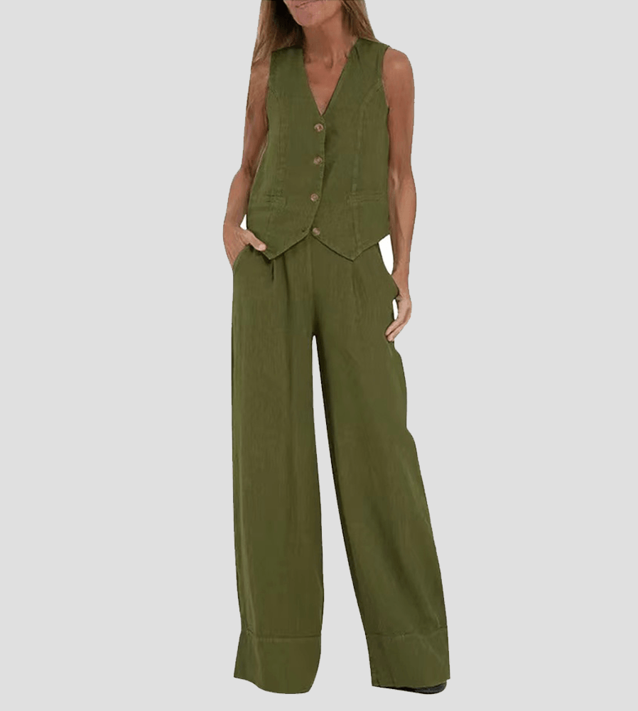 Vest & Pants Cotton Leisure Suit-thevervian