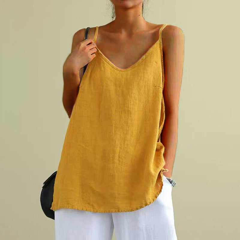 Solid Color Casual Sleeveless Tank Top-thevervian