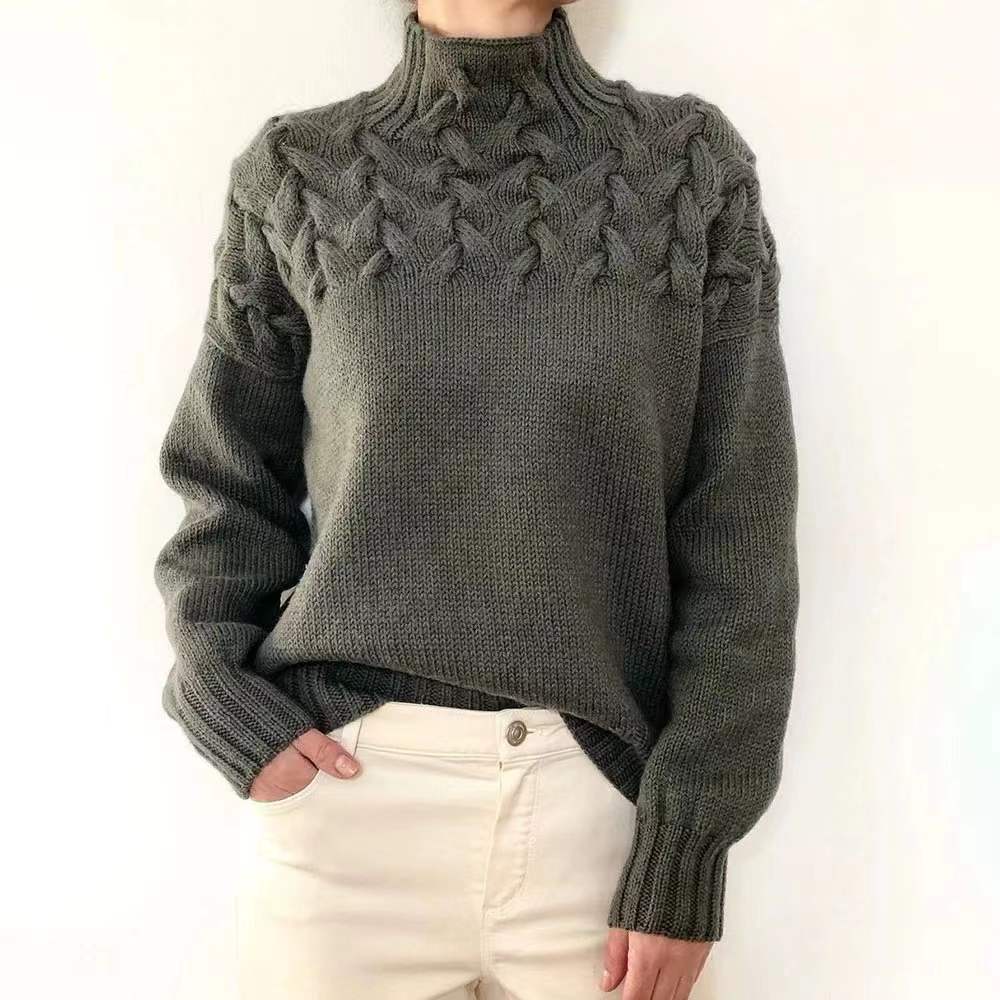 Casual turtleneck solid-color sweater-thevervian