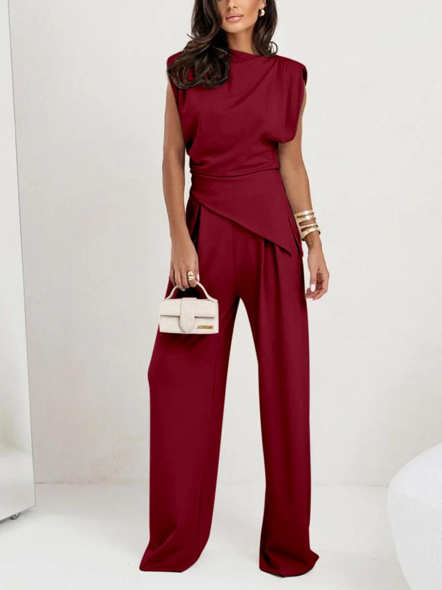 Lrregular Sleeveless Casual Two-piece Set-thevervian