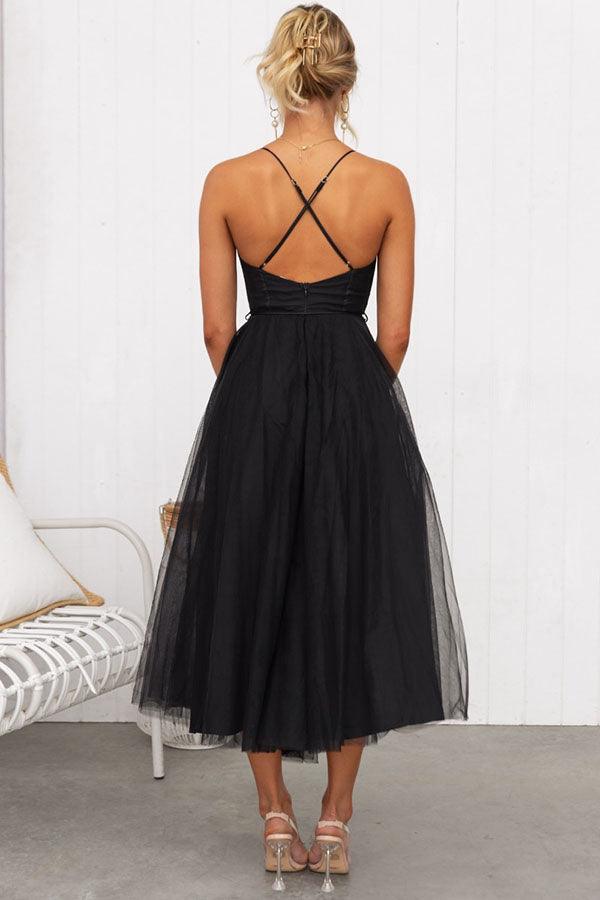 Modern-day Princess Chiffon Suspenders Party Maxi Dress-thevervian