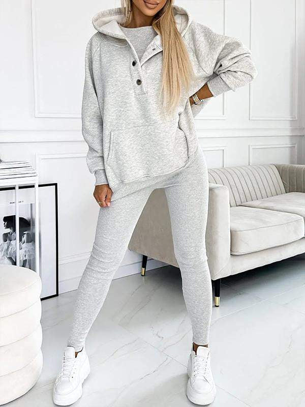 Casual and Comfortable Three-piece Sweatshirt Set-thevervian