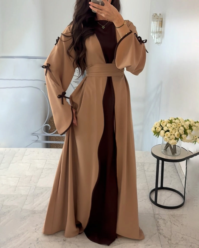 Elegant Bow Cardigan & Dress Two-Piece Set-thevervian