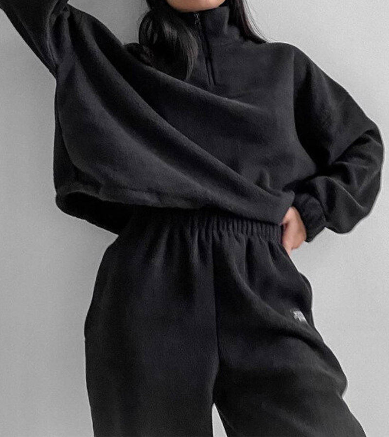 Casual Stand Collar Two Piece Set-thevervian