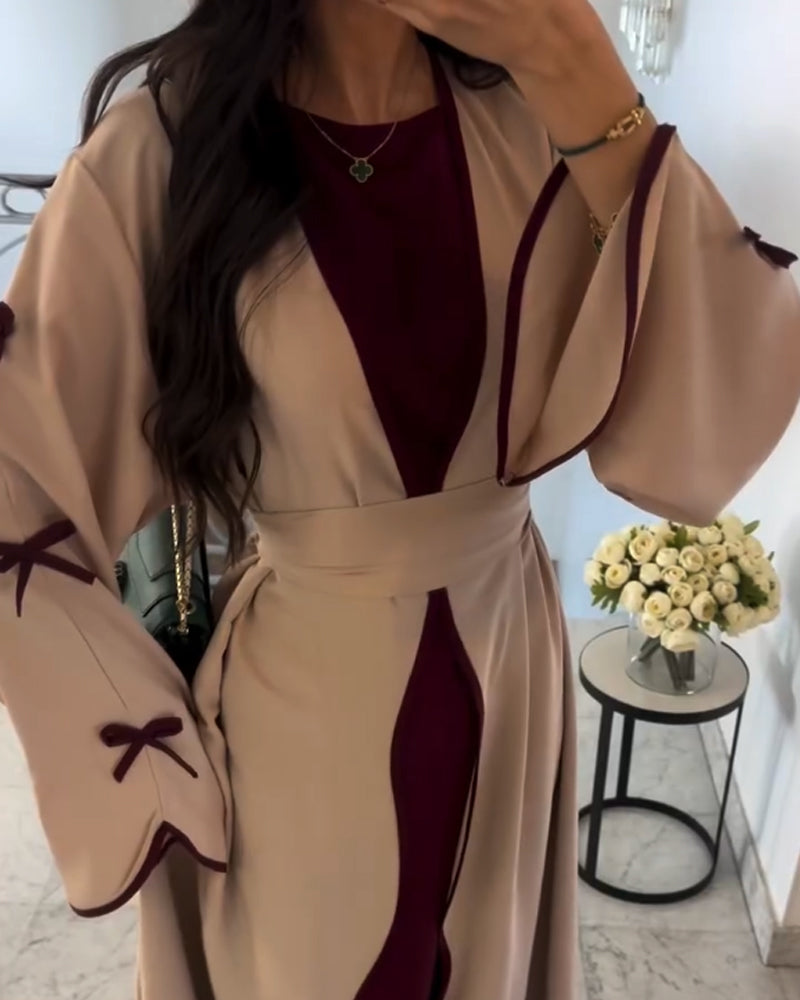 Elegant Bow Cardigan & Dress Two-Piece Set-thevervian