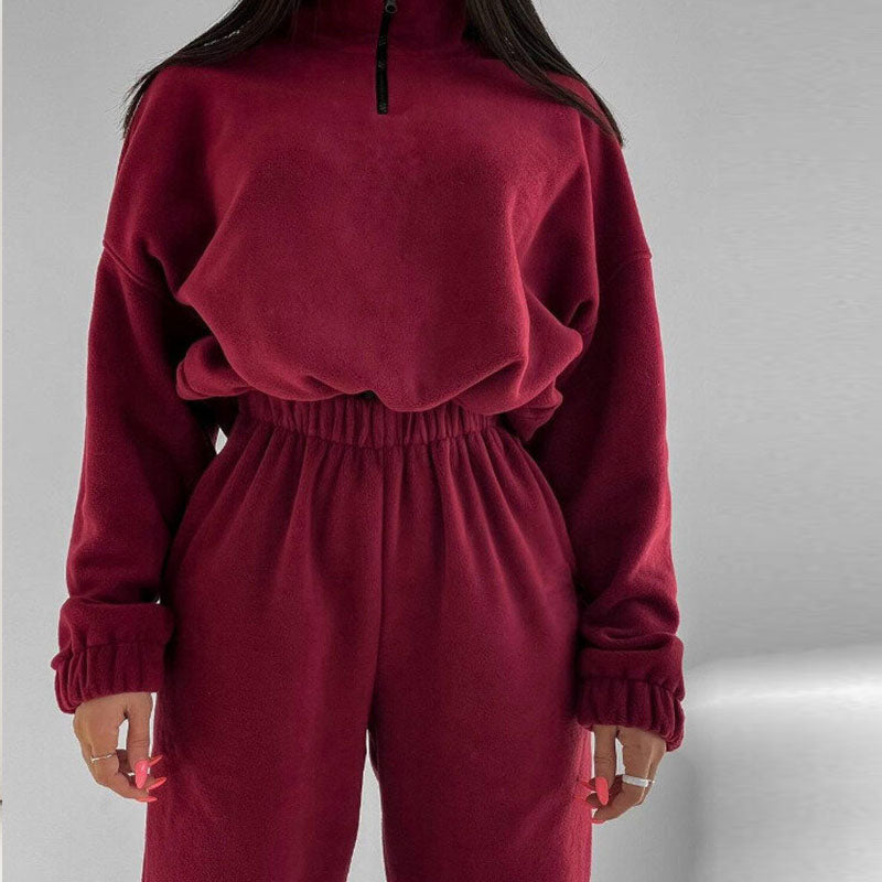 Casual Stand Collar Two Piece Set-thevervian