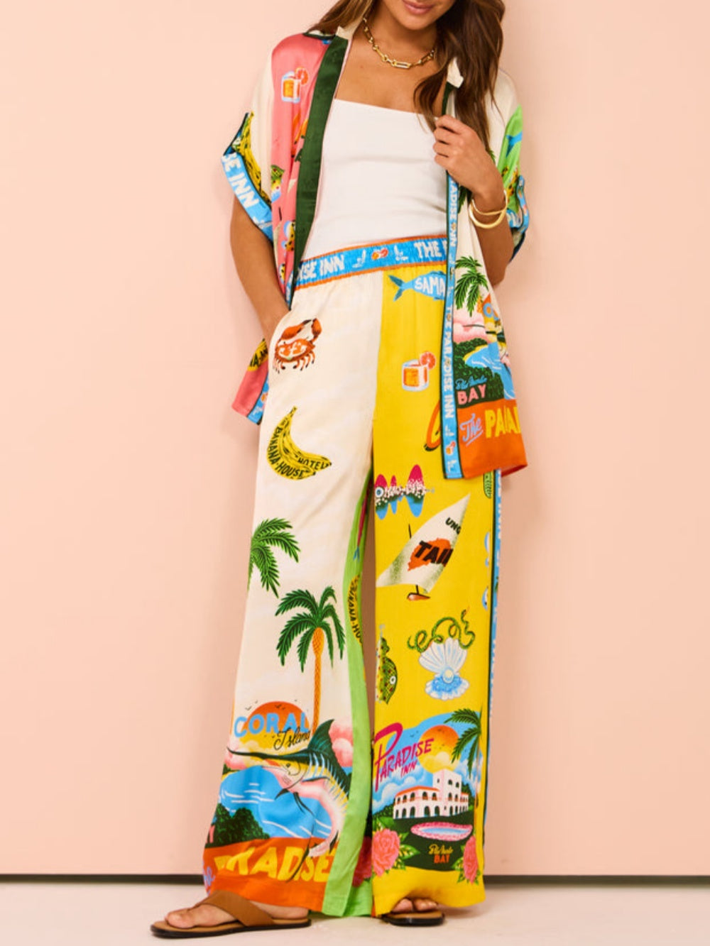Summer Casual Loose Vacation Printed Two-piece Set-thevervian