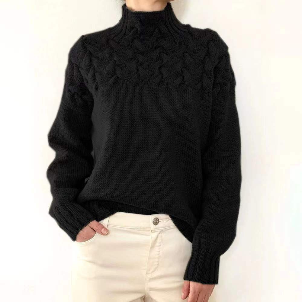 Casual turtleneck solid-color sweater-thevervian