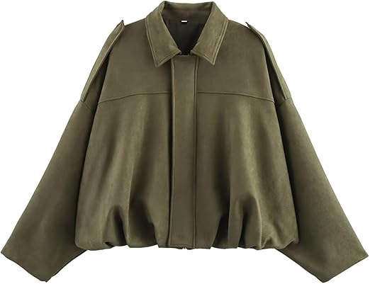 Womens Suede Lapel Pilot Cropped Jacket-thevervian
