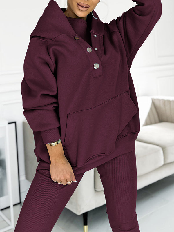 Casual and Comfortable Three-piece Sweatshirt Set-thevervian