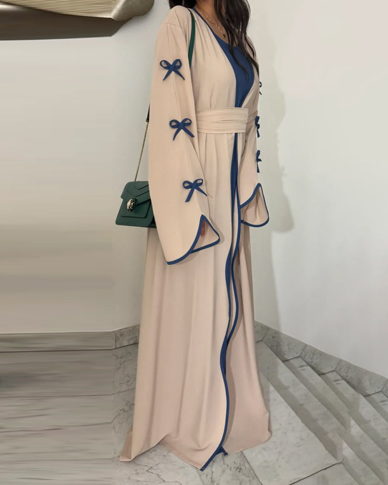 Elegant Bow Cardigan & Dress Two-Piece Set-thevervian