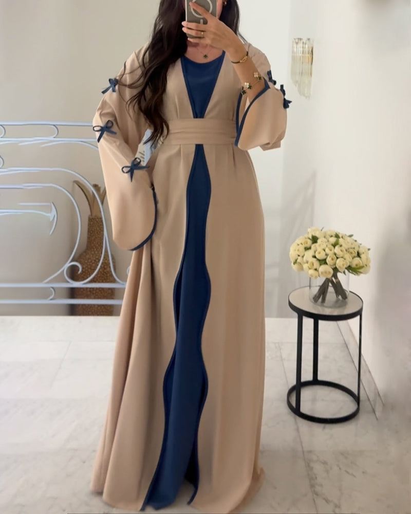 Elegant Bow Cardigan & Dress Two-Piece Set-thevervian