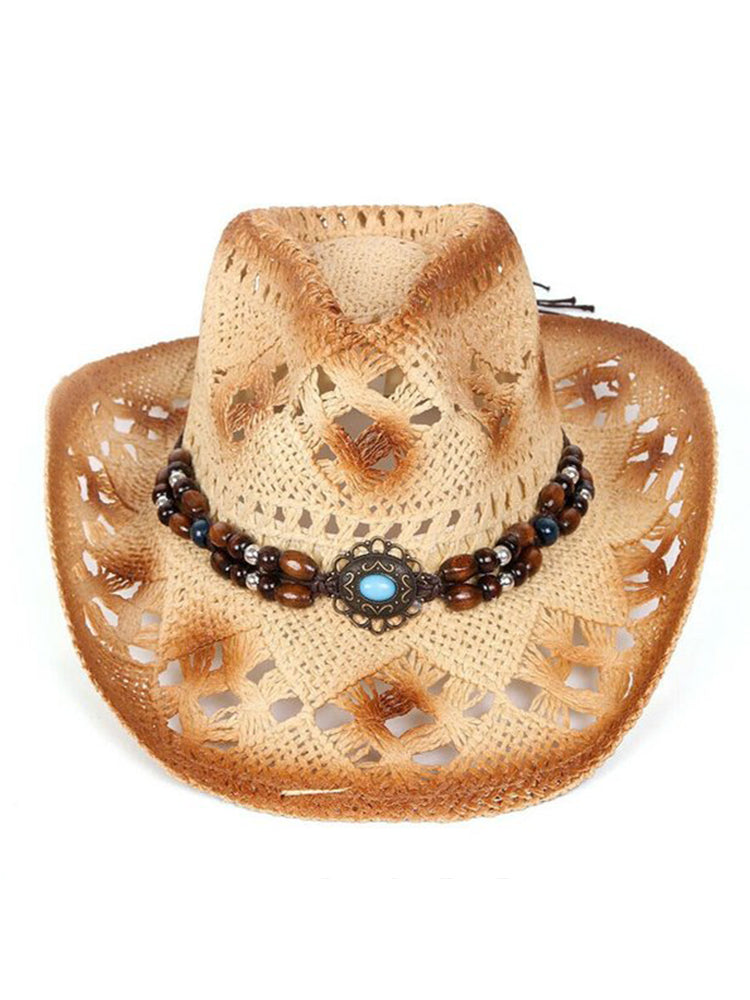 Western Vintage Denim Hollow Hat-thevervian