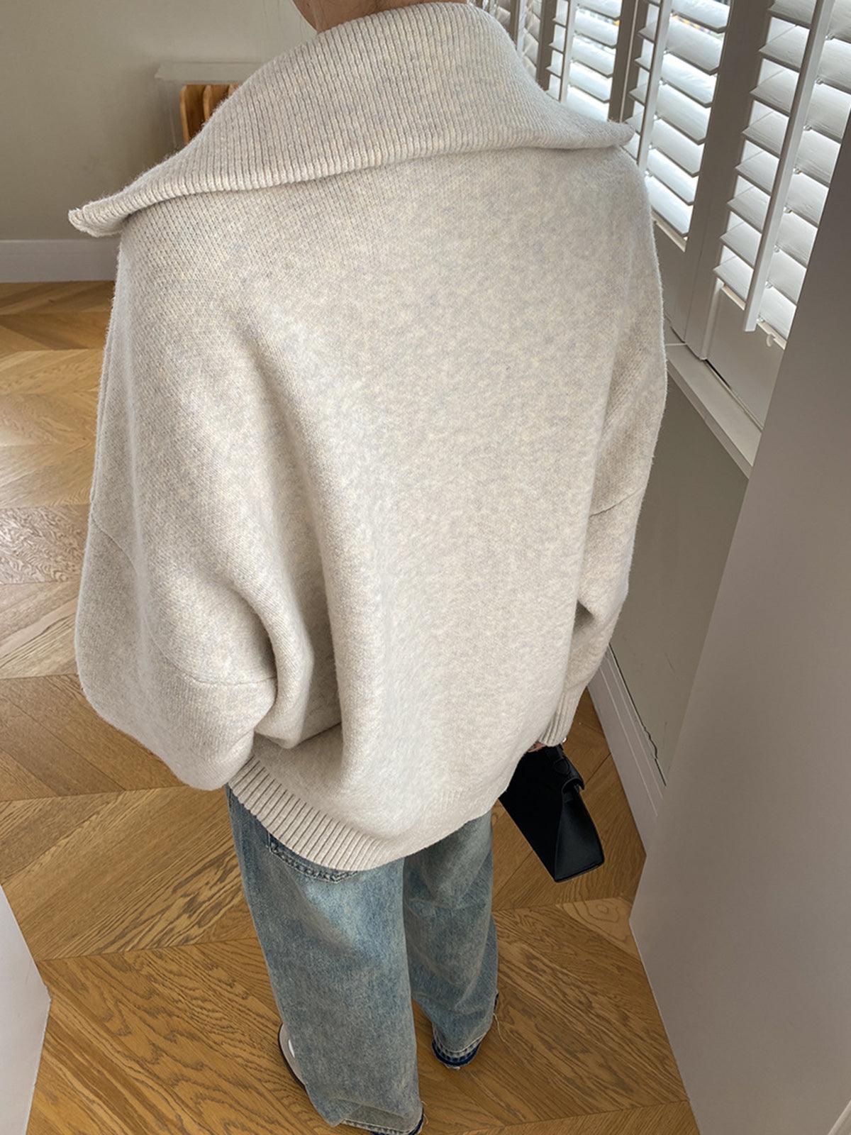 Oversized Open Collar Cardigan-thevervian