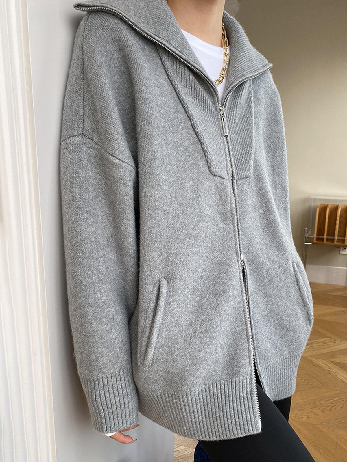 Oversized Open Collar Cardigan-thevervian