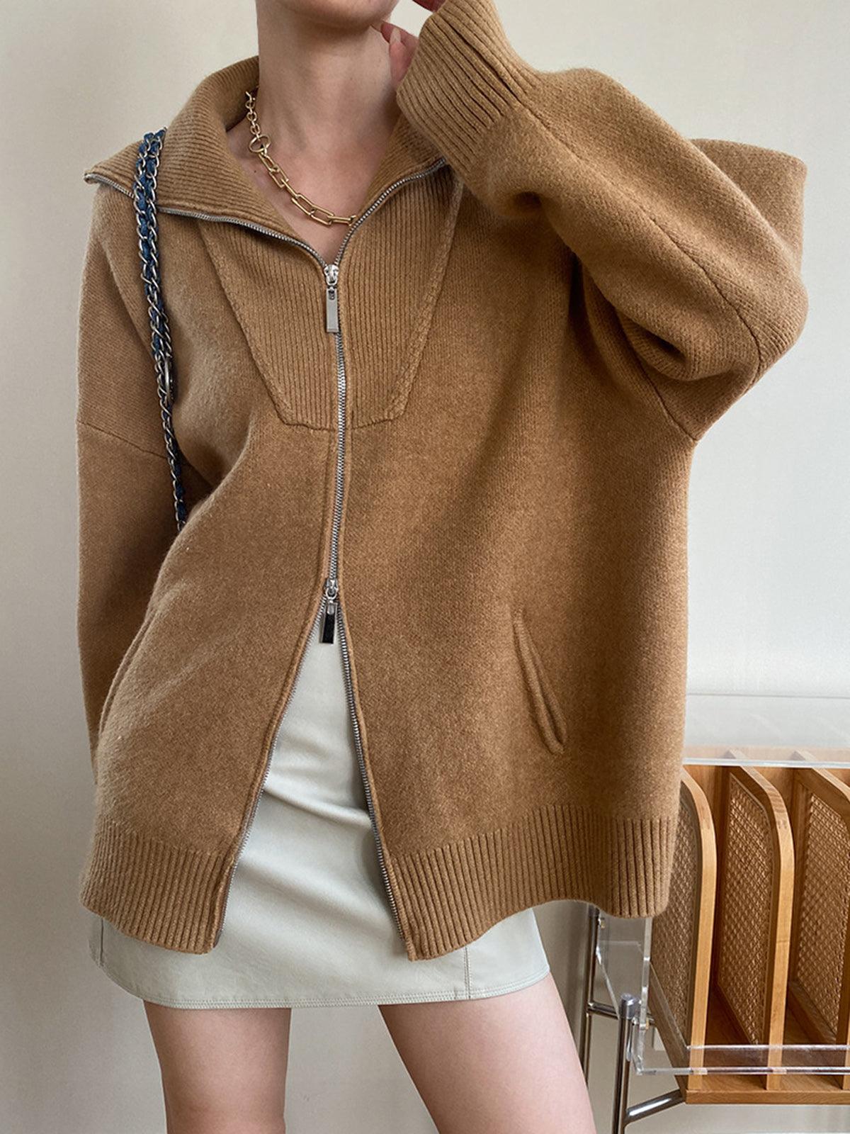 Oversized Open Collar Cardigan-thevervian