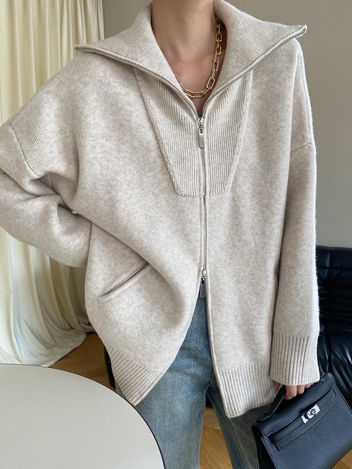 Oversized Open Collar Cardigan-thevervian