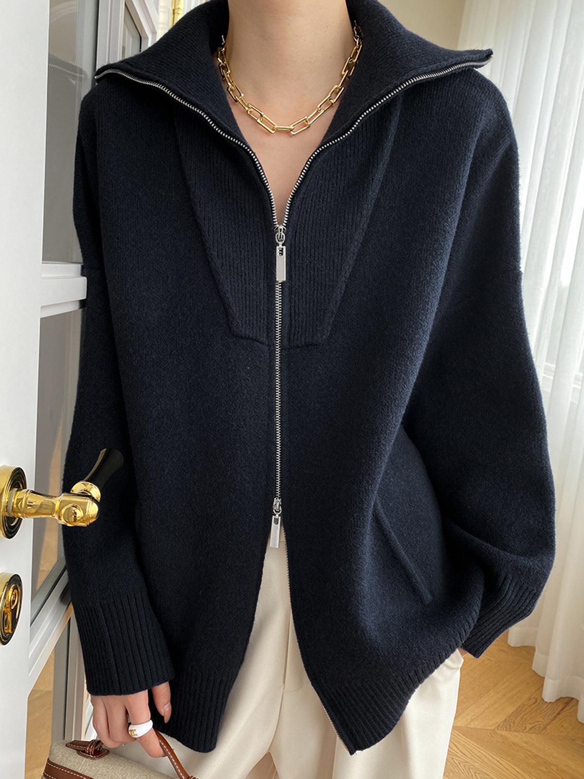 Oversized Open Collar Cardigan-thevervian
