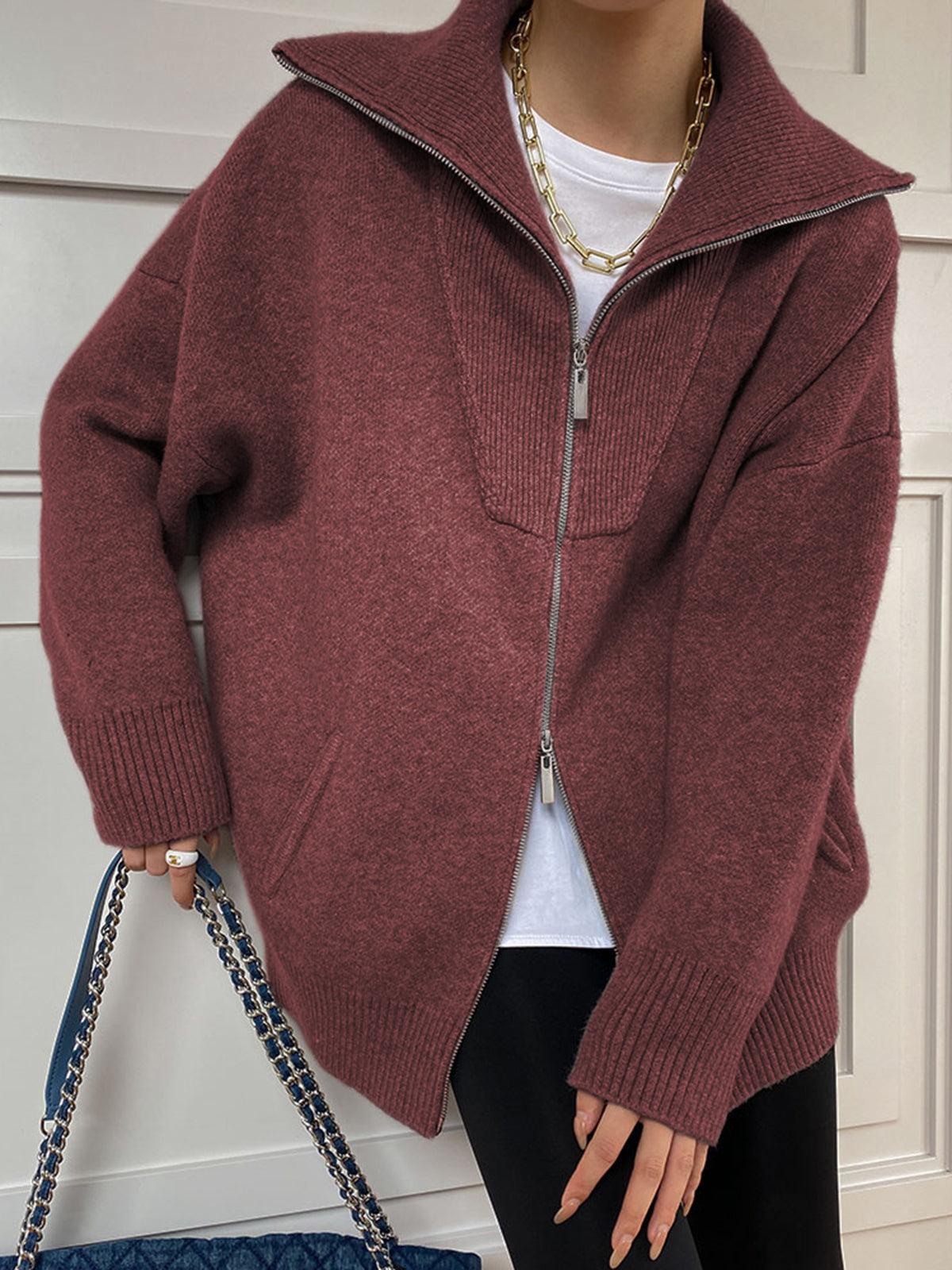 Oversized Open Collar Cardigan-thevervian