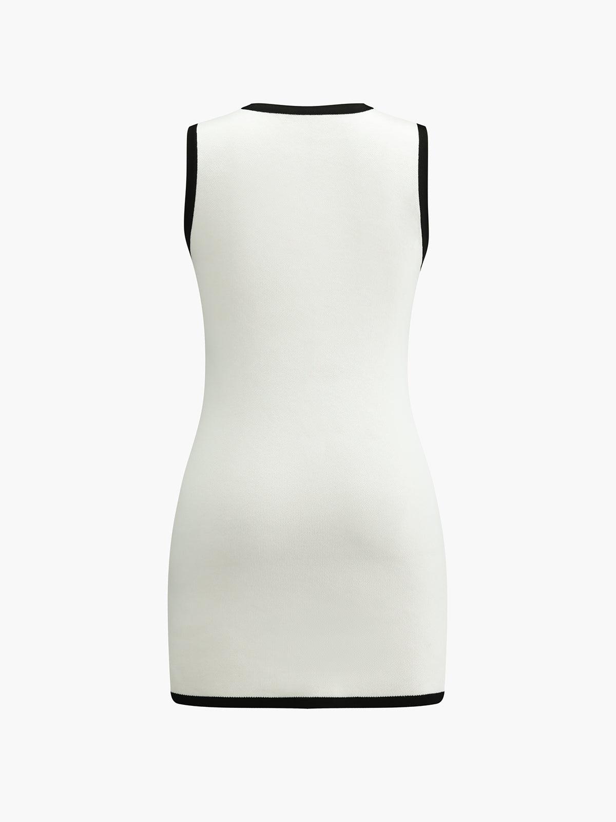 Multi Pocket Button Sleeveless Short Sweater Dress-thevervian